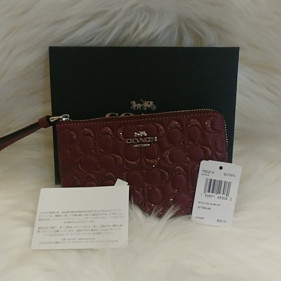 Coach Wine 🍷 Glitter Signature Wristlet - Picture 8 of 8